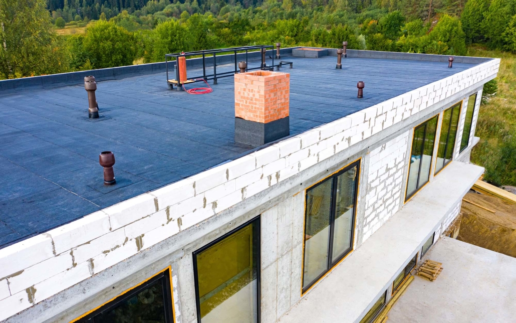 Overhead view of a commercial flat roof top