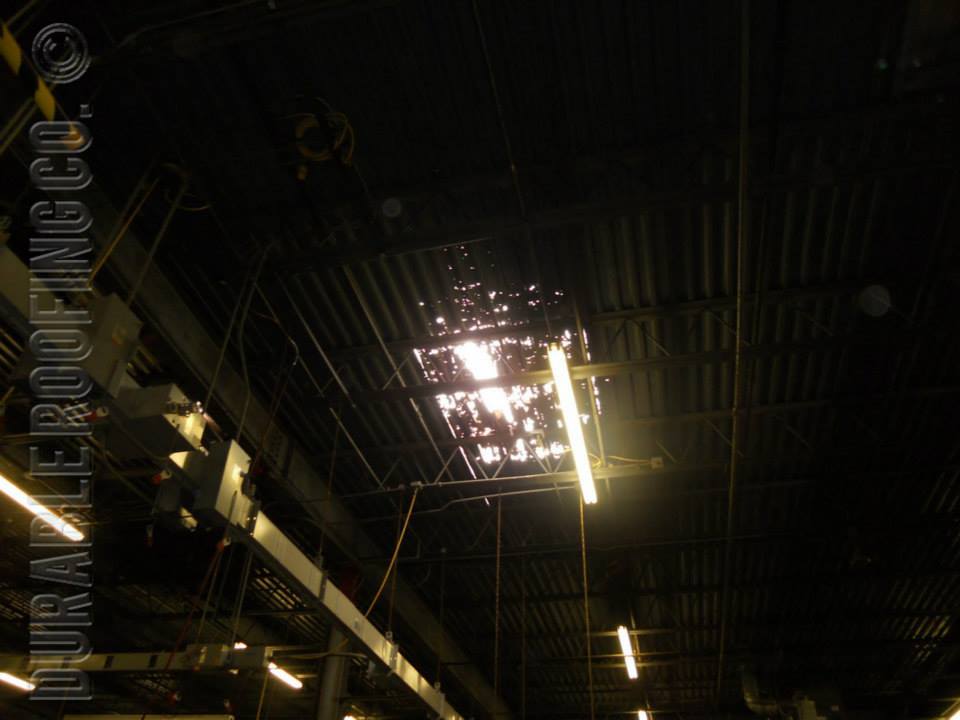 flat metal roof repair from inside